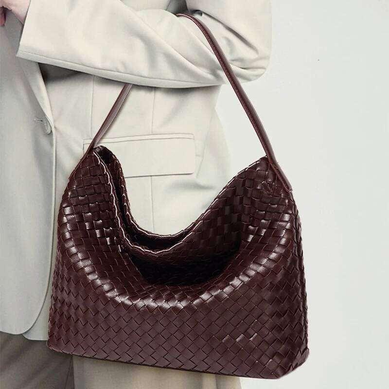 Woven For Women Shoulder Vegan Leather Tote Bag Summer Beach Retro Purse And Handbag With Adjustable Strap