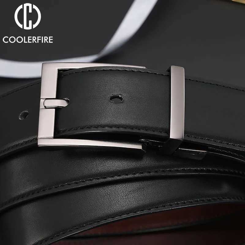 Business Dress Belts for Men Genuine Leather Belt Reversible Buckle Brown and Black Belt HQ110 W251024
