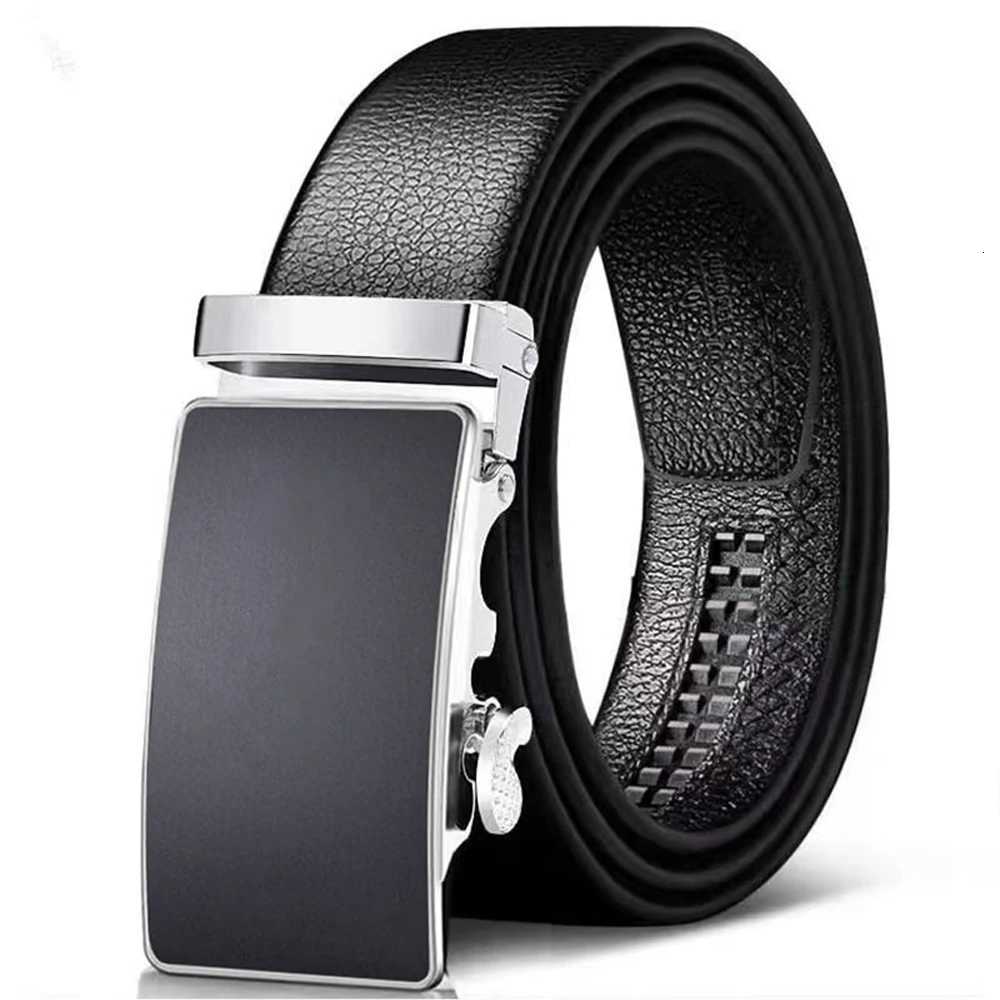 Cowhide belt mens leather belt automatic buckle mens top layer highend trendy buckle W251024
