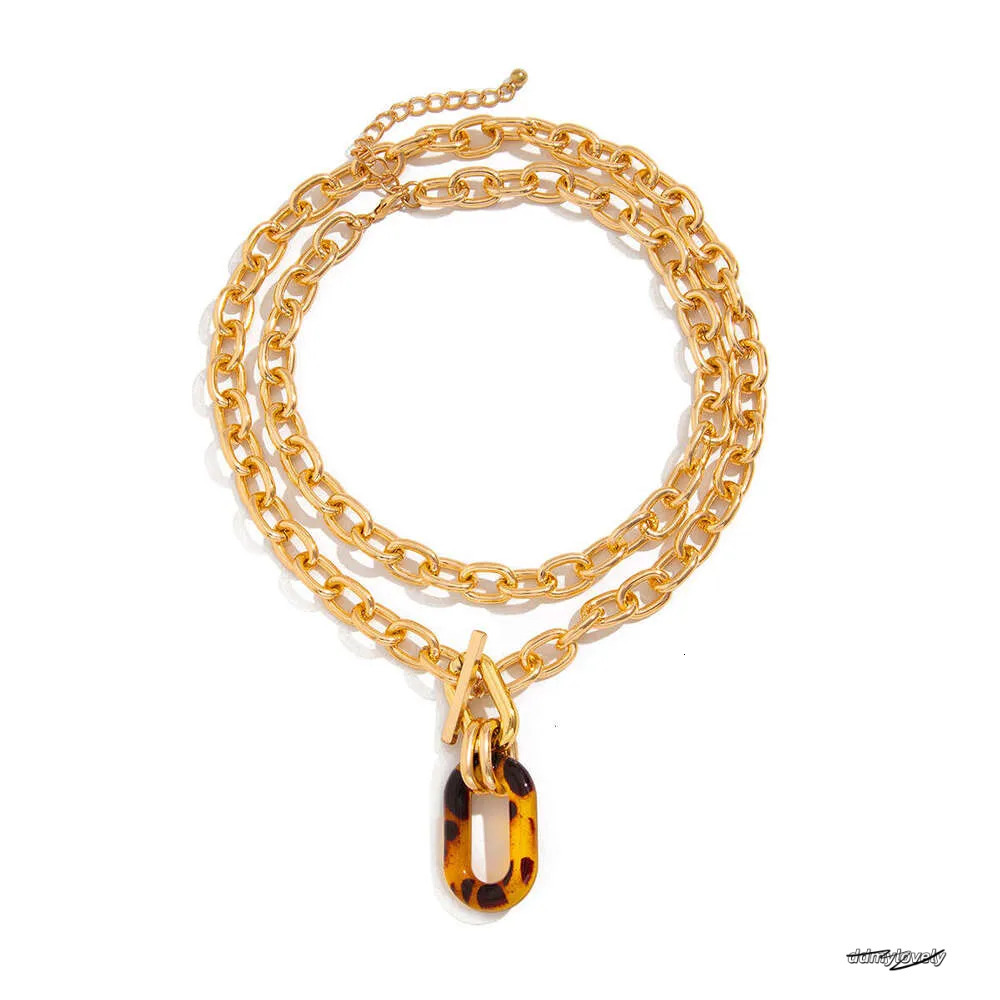 Fashion Leopard Print Necklace Set: Irregular Geometric Acrylic Collarbone Chain Accessories Ddmylovely