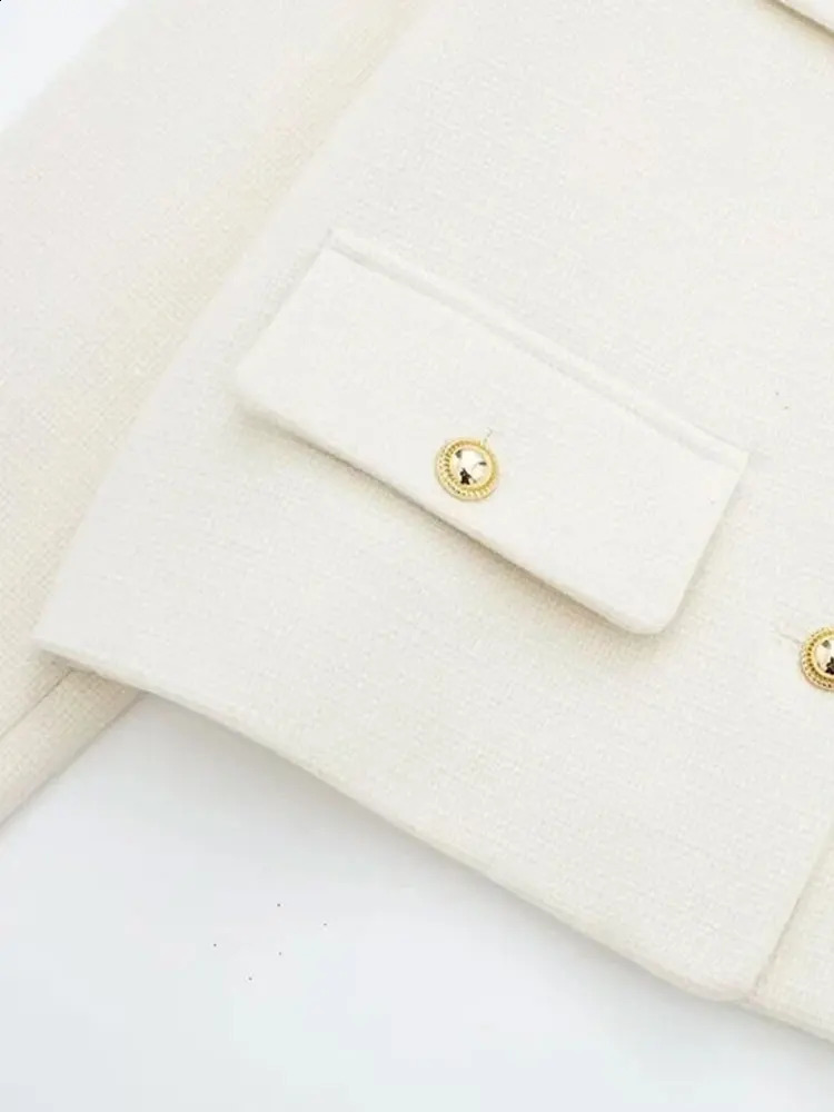 Womens Golden Button Jacket Coat O Neck Long Sleeve Female Outerwear Chic Tops Fashion 251018