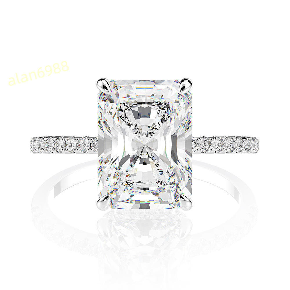 High Quality Moissanite Ring Igi Certified Diamond 14k 18k White Gold Rings Emerald Cut Engagement Ring Jewelry Women