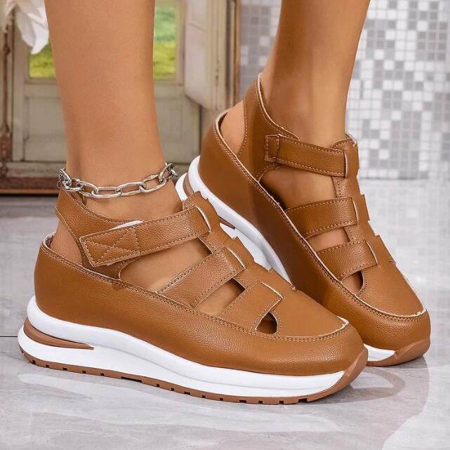Hollow out casual sandals for women summer 2024 versatile thin sponge cake thick sole high height women's shoes Z 10.21-6