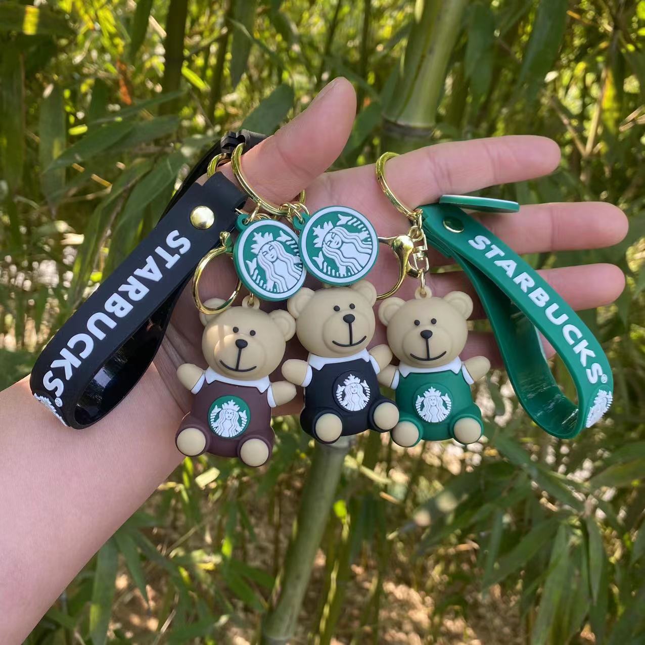 Milk Tea Cup Bear Series Epoxy Resin Doll Keychain Car & Backpack Key Charm Wholesale for Accessory Stores