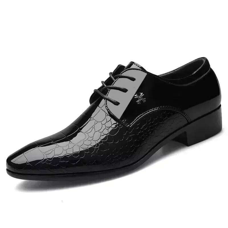 Pointed Toe Dress Plus Size Newest Italian Oxford for Men Classic Derbies Patent Leather Wedding Shoes