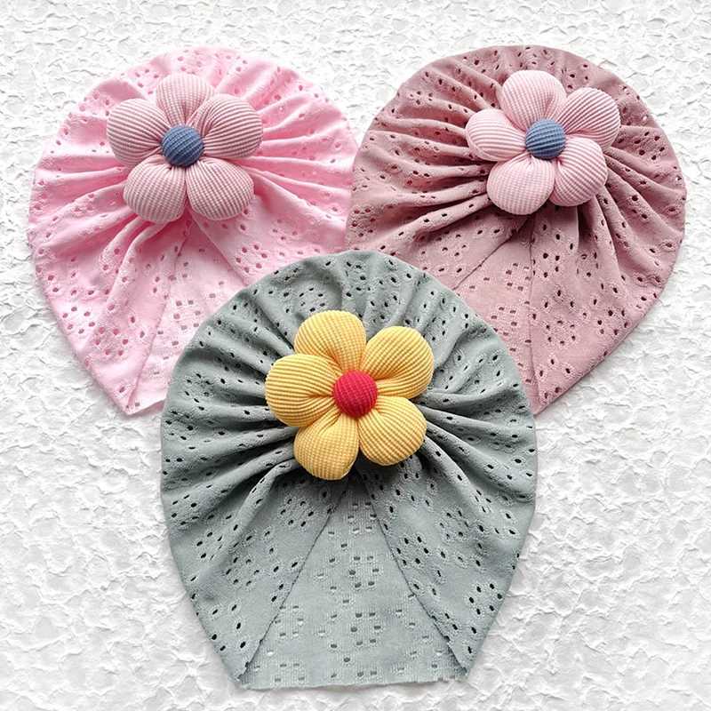 Baby Girl Hat Elastic Newborn Cap Spring Summer Turban Flower Baby Girls Hats Breathable Toddler Headwraps Hair AccessoriesL251024