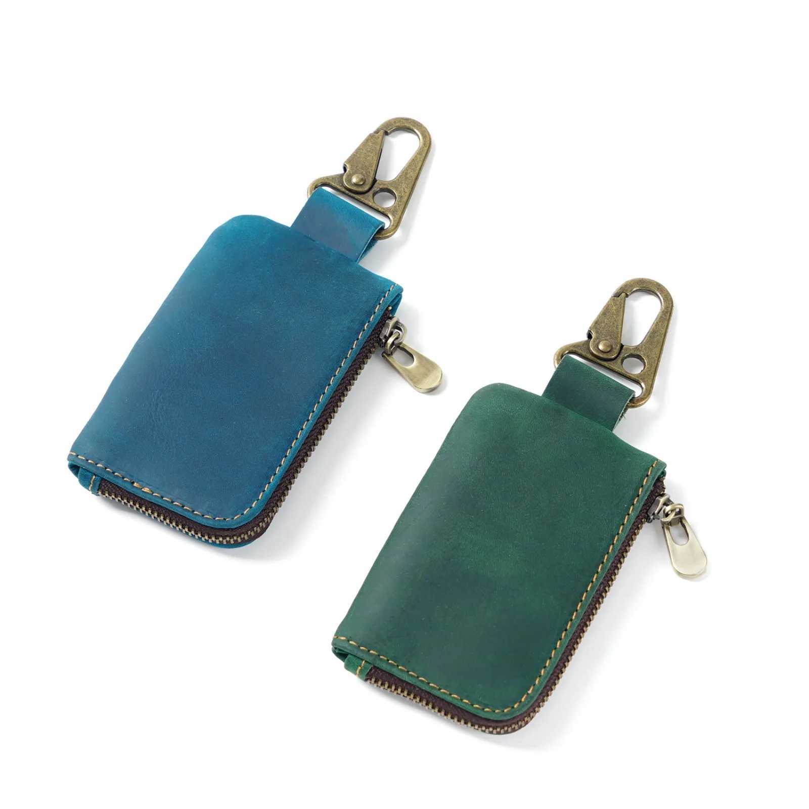 Genuine Leather Zipper Case for Coin Purse Key Organizer Card Holder Slim Mini Wallet with Keychain for Women Men Z251023