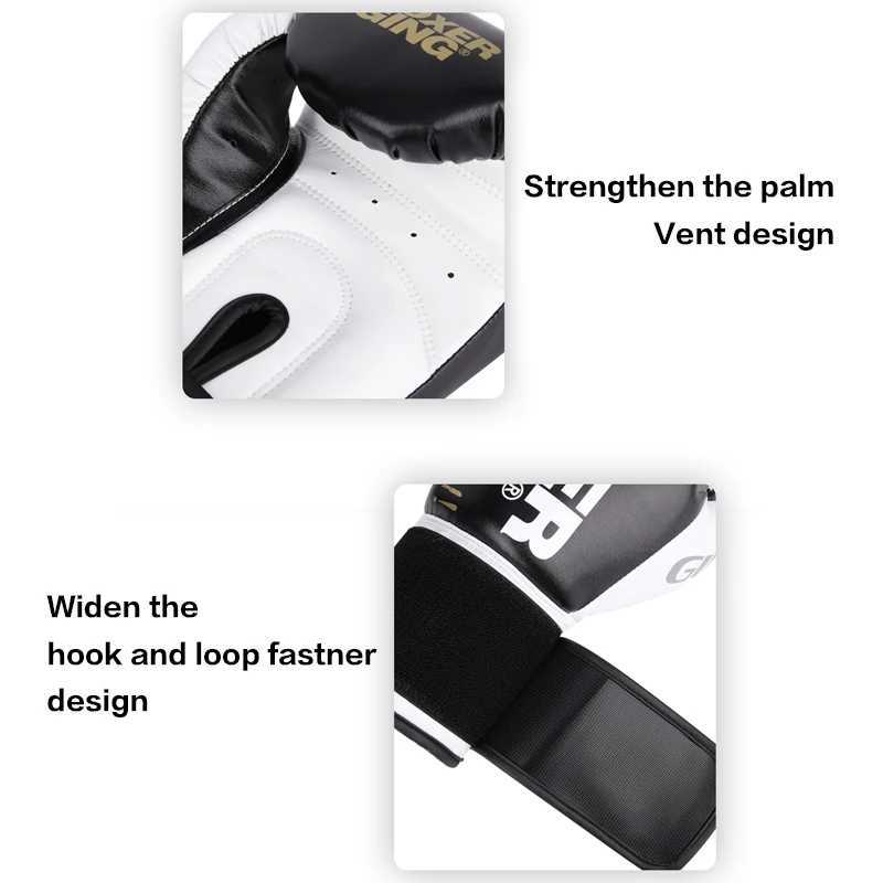 8 10 12 14oz Top Quality Adults WomenMen Golden Boxing Gloves Leather MMA Muay Thai Boxe De Luva Mitts Sanda Equipments Y251023