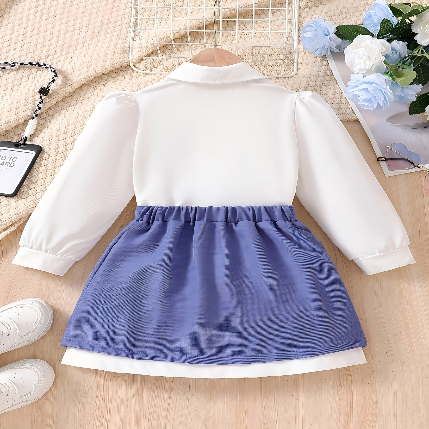 Women's Fashion Designer Collar Long Sleeve Shirt Dress Set Spring and Autumn Style Casual Outdoor