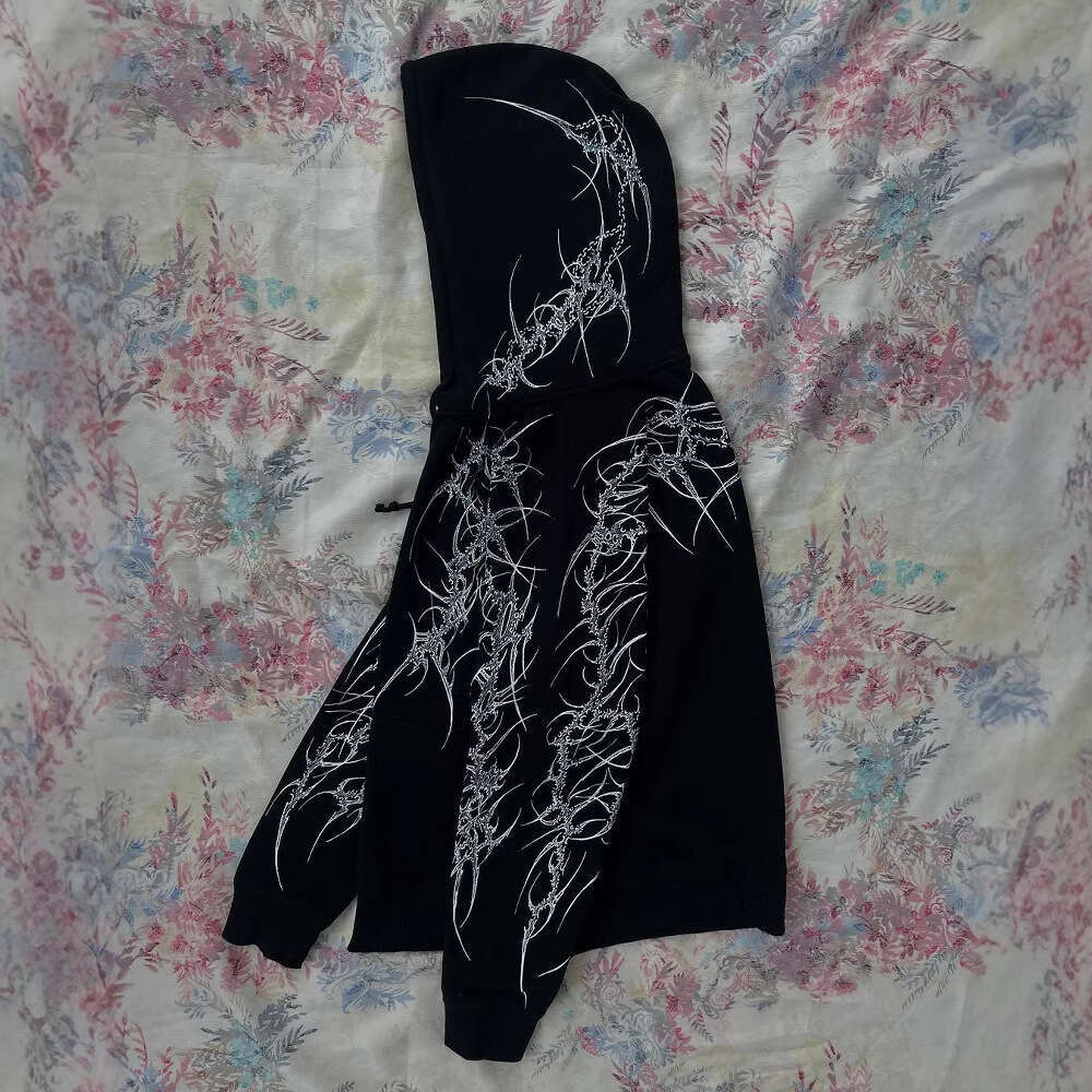 New Fashion Brand Hoodie Haruku Retro Gothic Printing Casual Jacket American Streets Hip Hop Sweatshirt Coat Tops Unisex