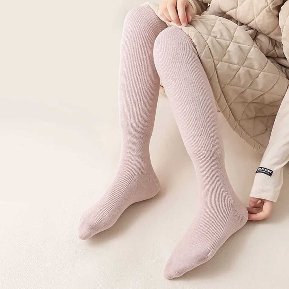Kids Fine Vertical Cloud Fleece Thick Leggings Autumn and Winter Solid Color Comfortable Girls Jumpsuit Pantyhose Girls PantsT251024