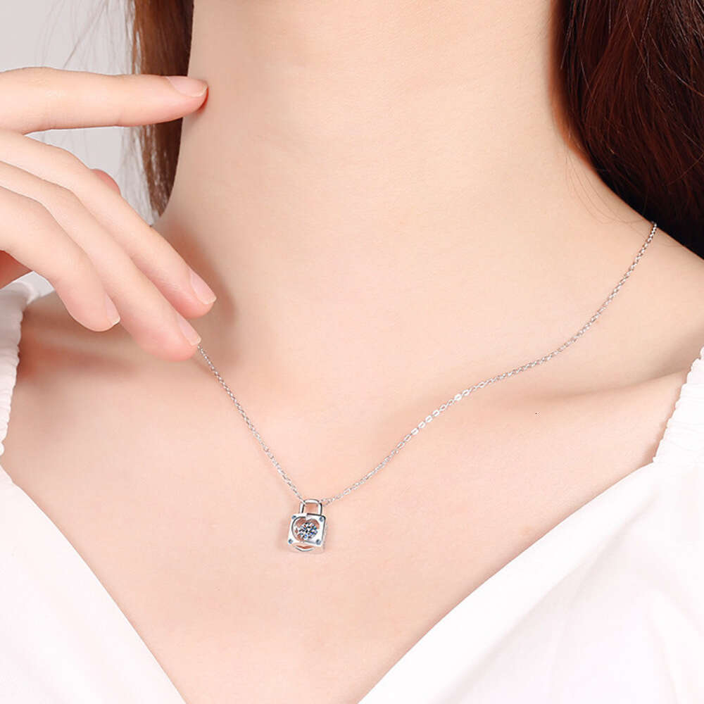 DHCollections-- S Pure Sier Moissanite Smart Necklace Lock Love Lifetime Any Appraisal