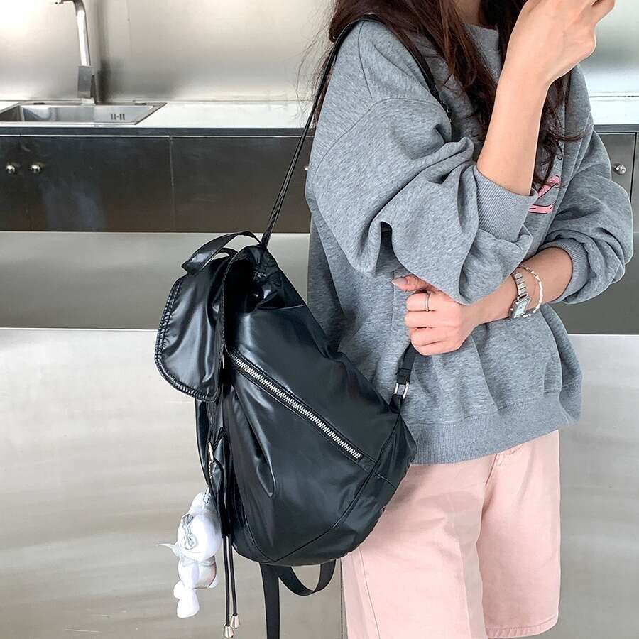 New Silver Girls, Large Capacity, High-End Feel, School Bag For Female Students, Commuting Lightweight Casual Backpack B5