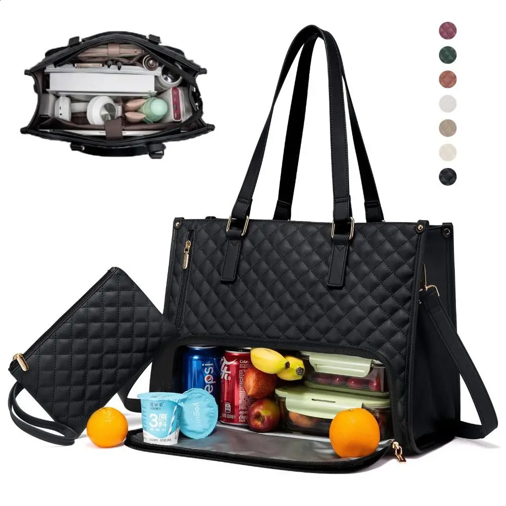 2 in 1 Lunch Tote Bag for Women Insulated Compartment 156 Inch Laptop Large Capacity with Purse Computer Handbag 251023