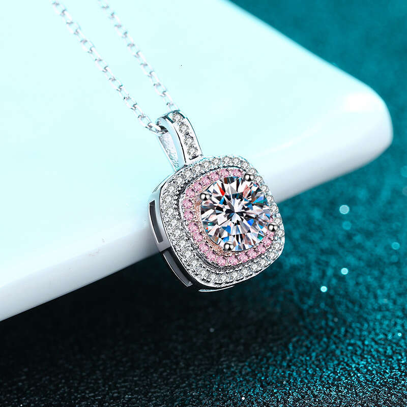 DHCollections-- XDY Sier Square Micro Pave Edged Necklace Moissanite Women's Choker Style