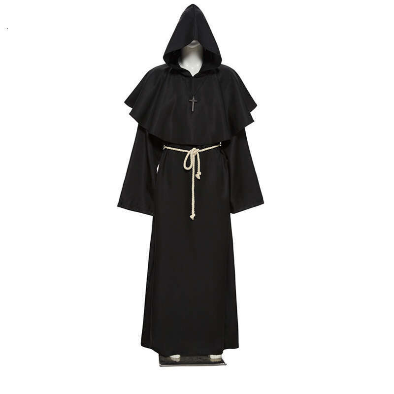 Medieval Monk Wizard Priest New Halloween Grim Reaper Robe Cosplay Role Play Costume