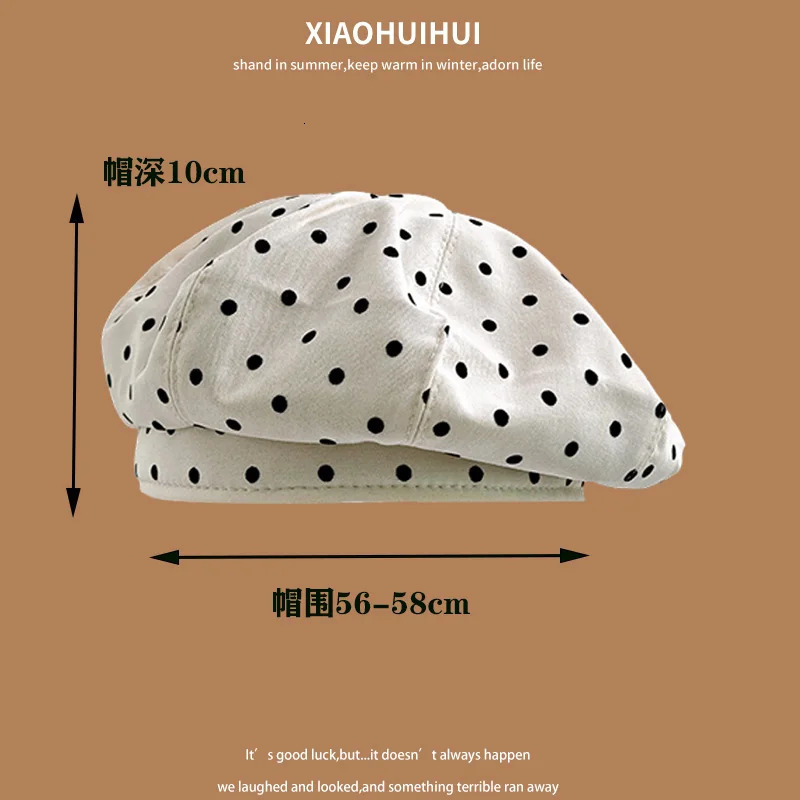 Korean Niche Polka Dot Printing Berets Cap for Women Spring Summer Thin Breathable Versatile Retro Literary Painter Hat 251023