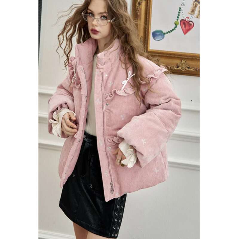 2025 Winter New Arrivals Bow Embroidery Down Jacket For Women, Sweet And Cute Veet Cloth Thick Warm Coats Designer Women