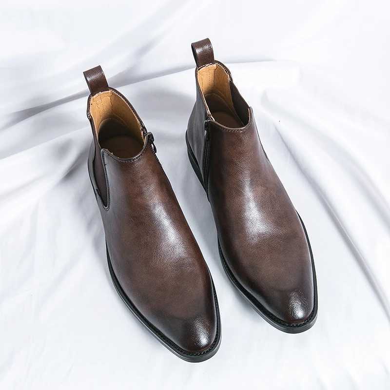 British Style Chelsea Boots for Men Casual Slip on Ankel Boots Business Dress Leisure Walk Shoes Split Leather Male Basic Boots W251024
