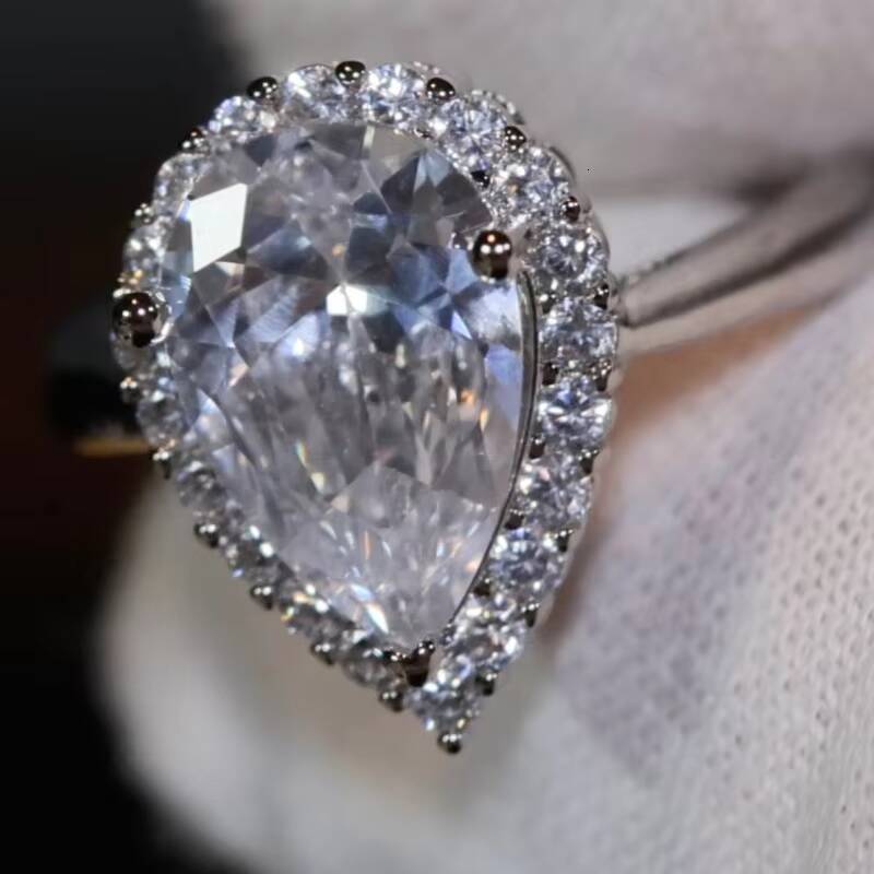 GRA Vvs Moissanite Solid Gold 10K 14K 18K Radiant Oval Pear Cut Engagement Ring 925 Silver Diamond for Women and Men