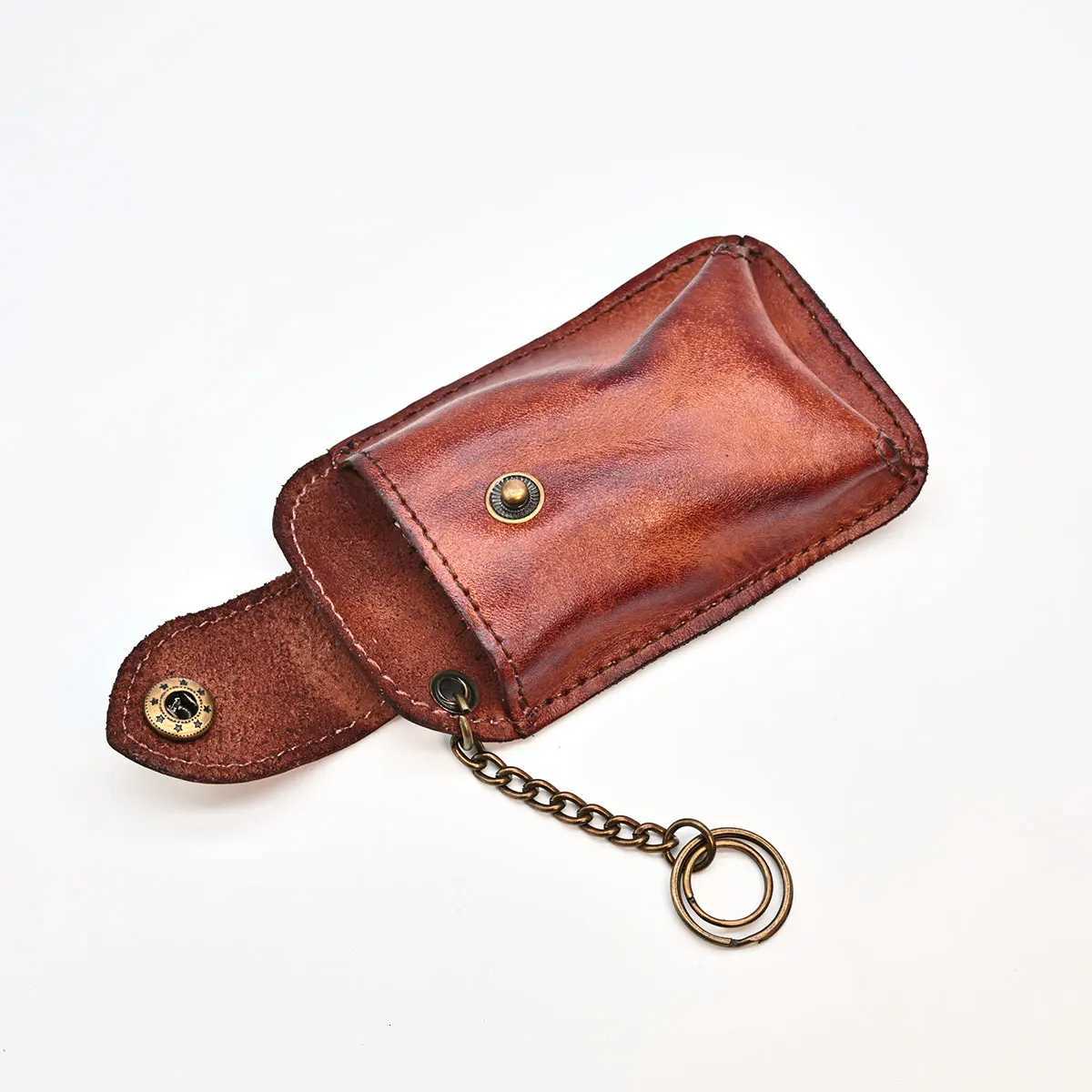 Leather Car Key Case Belt Wear Smart Belt Pouch Portable Key Case Retro Wrinkled Top Layer Cowhide Leather Key Fob Holder Z251023