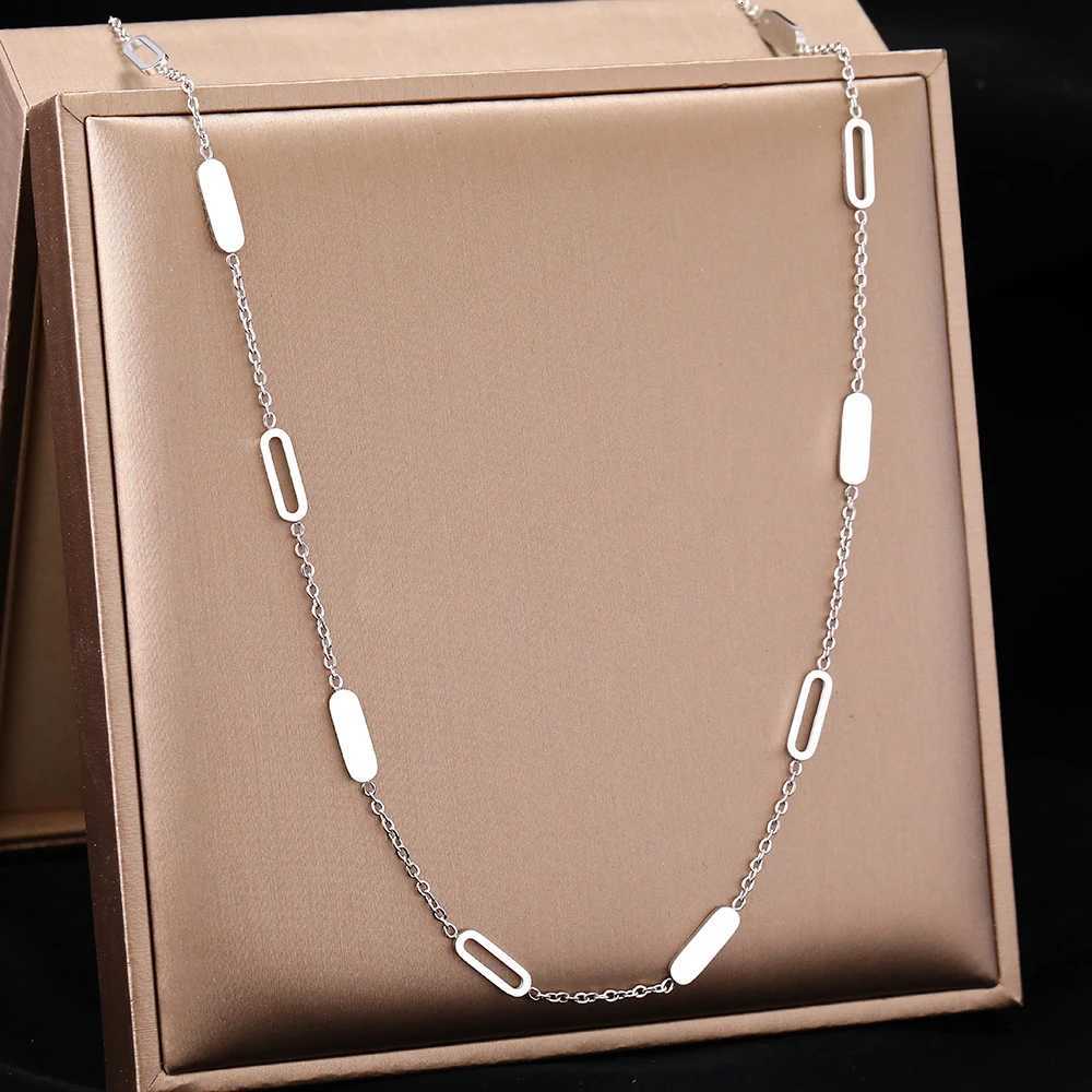 Stainl Steel Necklaces Geometric Round Rectangle Hollow Rectangle Choker Chain Trending Products Necklace For Women JewelryXJ251024