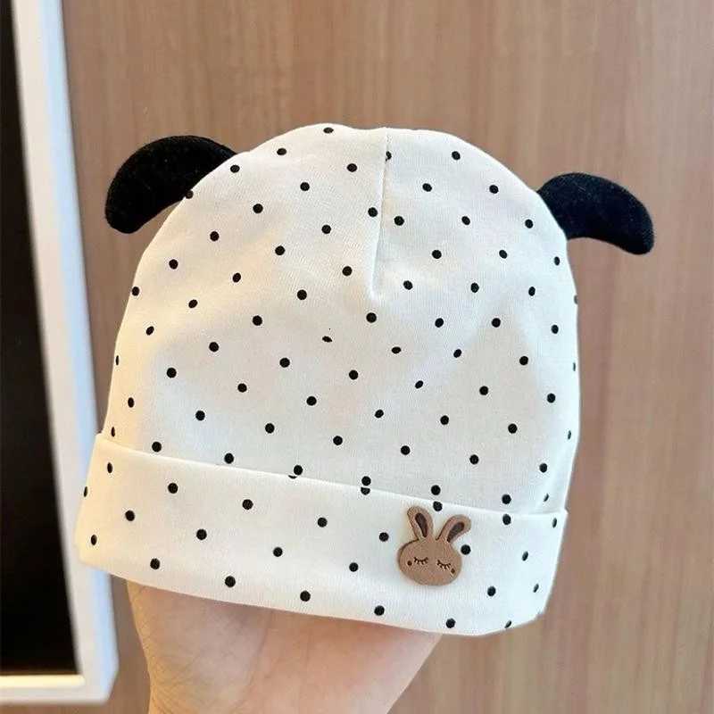 Red Bow Baby Fetal Hat Cherry Print Newborn Beanie Soft Cotton Kids Pullover Cap 06Month Girls Spring Autumn Elastic BonnetL251024