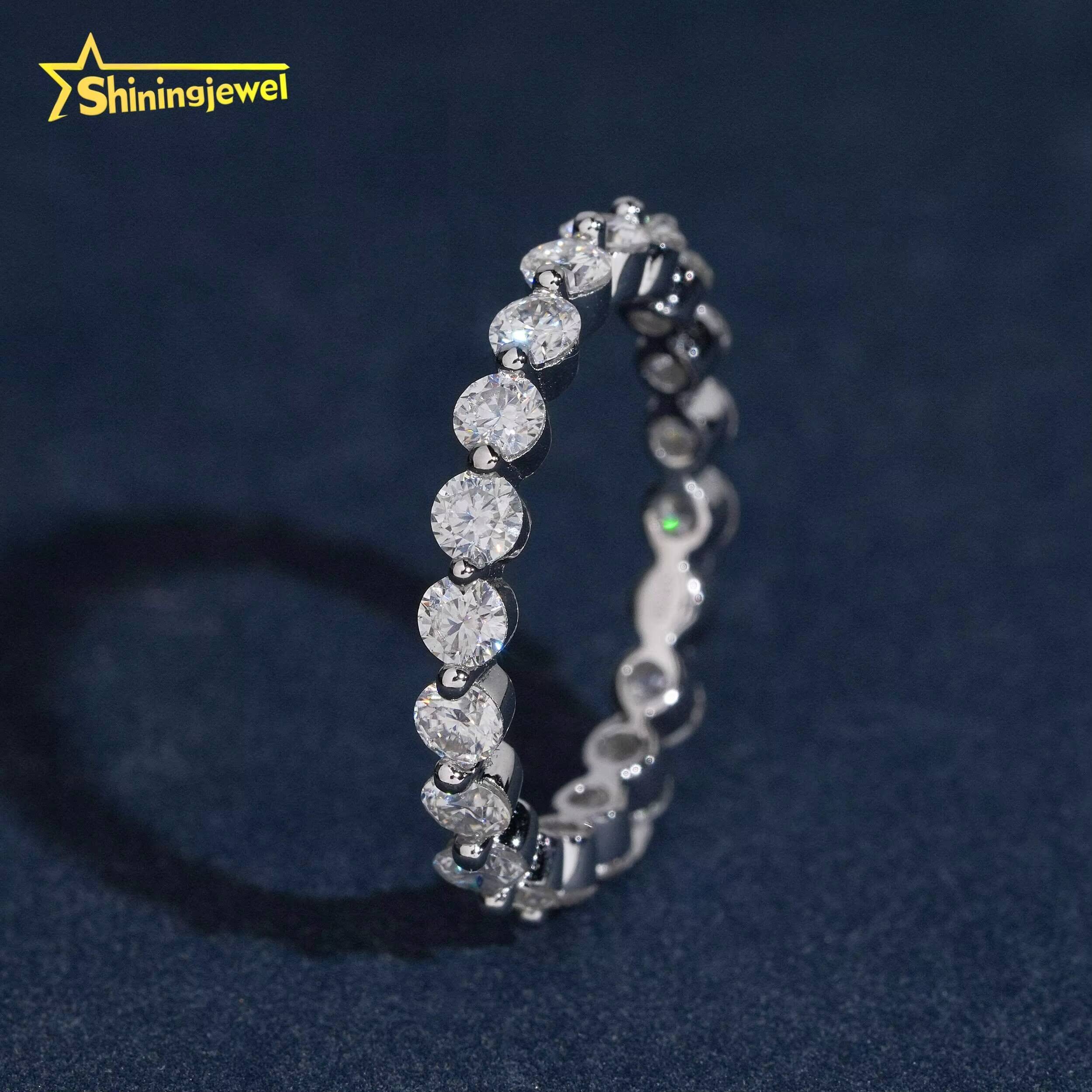 Hip Hop Jewelry 925 Silver Eternity Ring Moissanite Diamond 30mm Round Iced Out Rings Pass Diamond Tester
