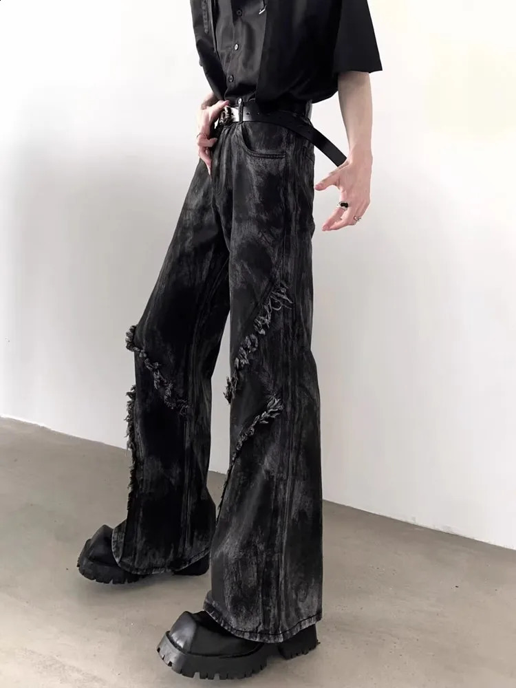 2025 Ropa Y2K Streetwear Washed Black Baggy Stacked Flare Jeans Pants For Men 90S Vintage Clothes Denim Trousers Pantalon Homme 251018