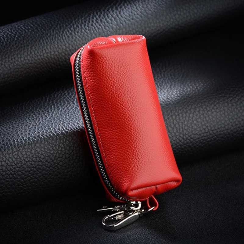 Genuine Leather Key Holder Unisex CarHouse Key Organizer Pouch with Long Keychain Cow Split Leather Wallet Case Z251023