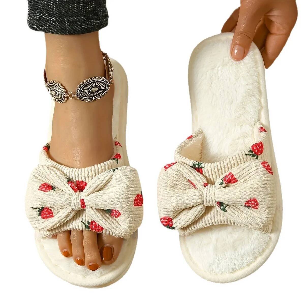 Fashion Women Bow Knot Slippers Home Comfortable Light Silent EVA Anti Slip Living Room Shoes Slides for All Season Zapatos ddmythur