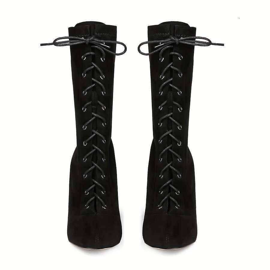 Women's Black Square Toe Platform Pumps - Adjustable Lace-Up Ankle Strap, French Block Heel, Fabric Upper Rubber Sole For All-Season Formal & Cas