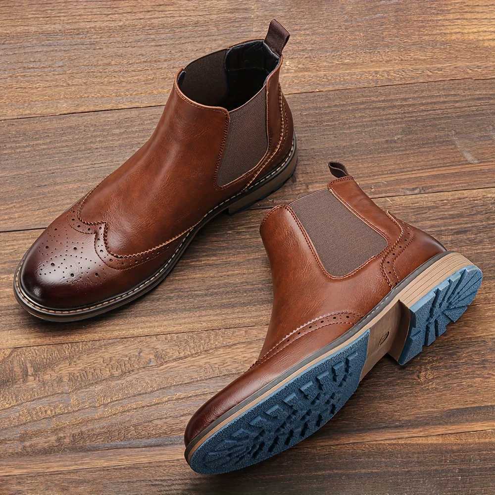 Fashion Brogue Chelsea Men Boots Classical American Style Leather Boots W251024