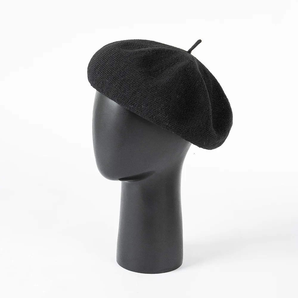 Spring Summer Big Size L Linen Beret French Women Fashion Casual Simple Knitted Breathable Painter Hat Mushroom Hat Trendy 251023
