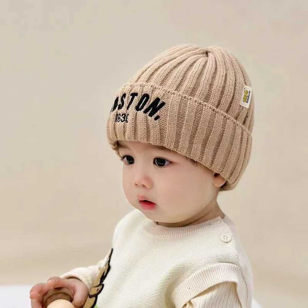 MINISO Baby Hat Baby Knitted Hat with Letters Warm Windproof Earmuffs Winter Beanie Birthday Gift Headdress Protective HatsL251024