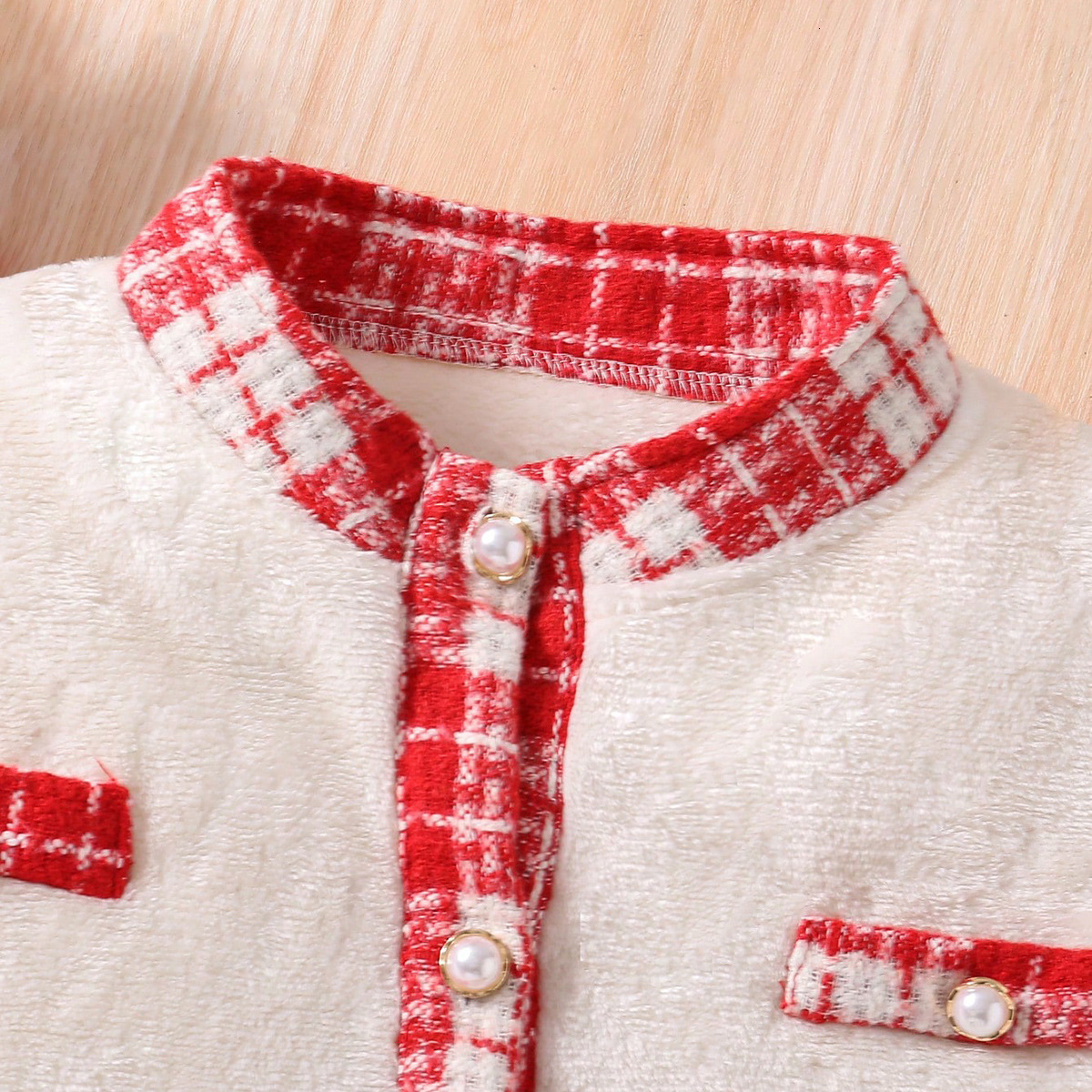 Girl designer fashion two-piece cross-border wholesale autumn and winter patch plaid jacket red pleated skirt set