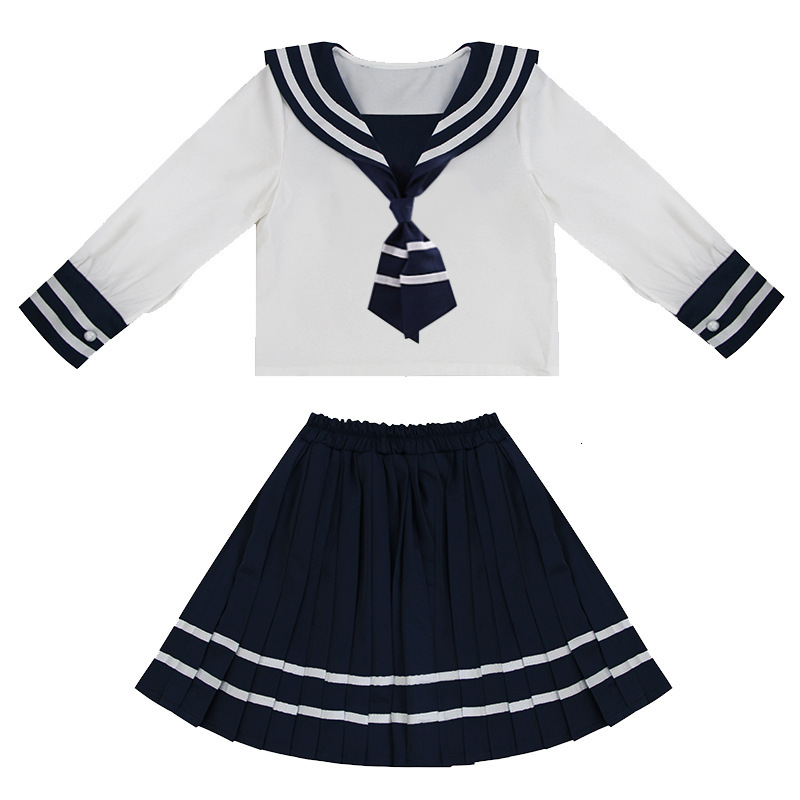 Children's designer fashionable winter new Korean style cute girl long sleeved sweater navy collar uniform