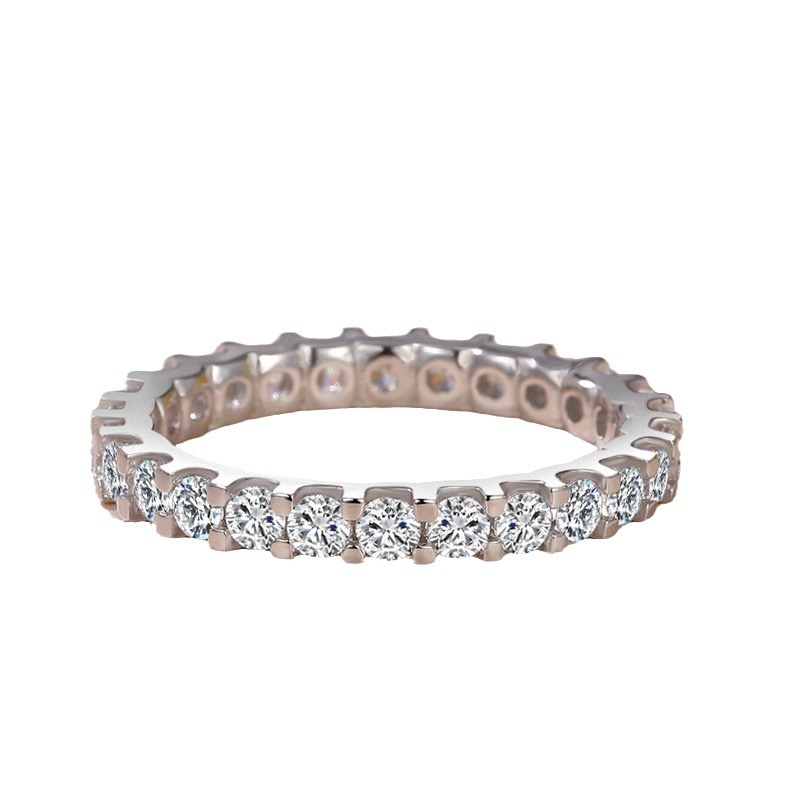 Classical 18K Real White Gold Plated Cubic Zirconia Rings for Women Dainty Diamond Stone Band Ring Bling AAA CZ Crystal Ring Wedding Jewelry Gift Acce