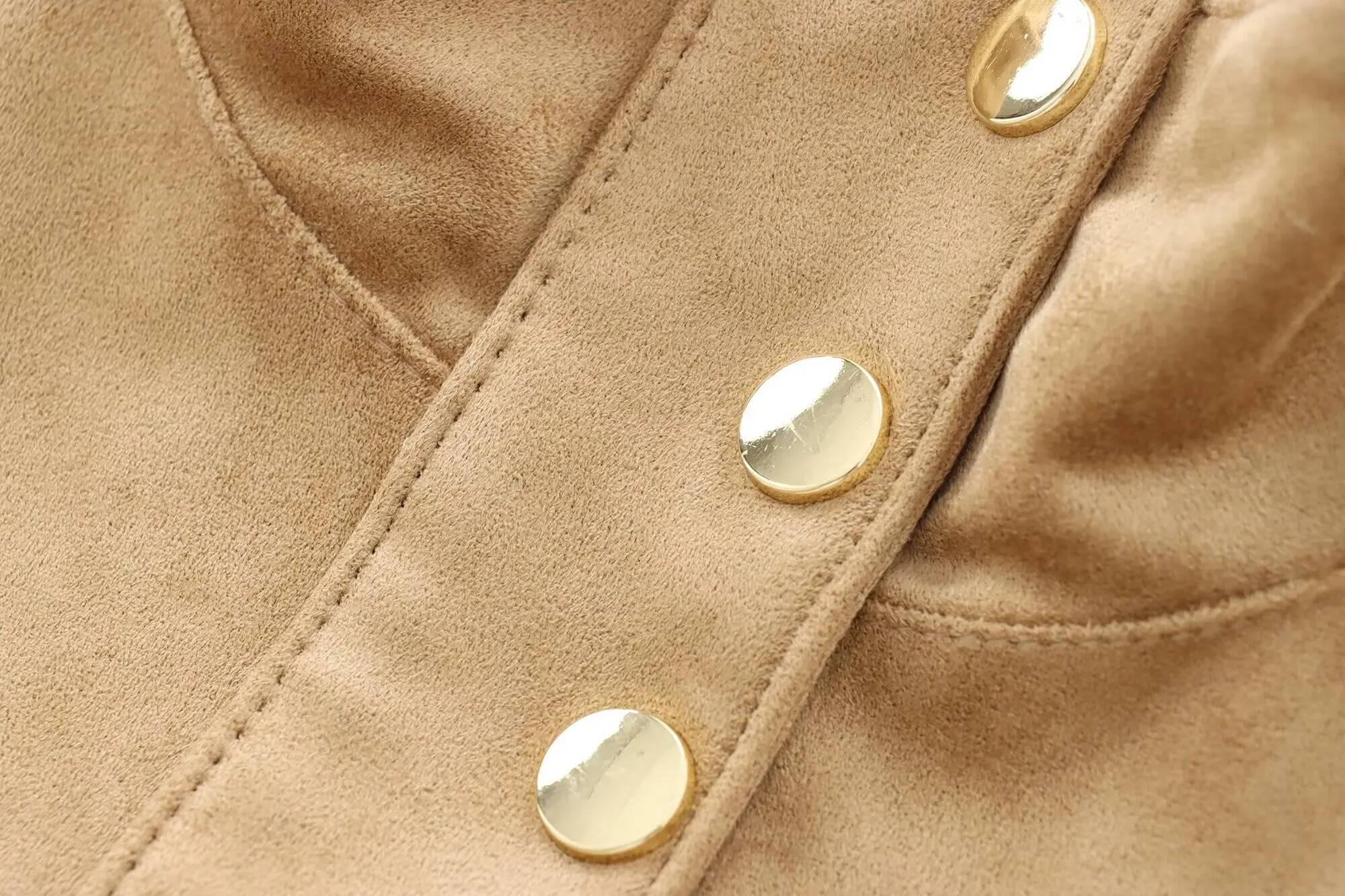 New Women's Fashion European American Style Simple And Versatile High Collar Long Sleeve Leather Suede Casual Jacket dongdumaoyi