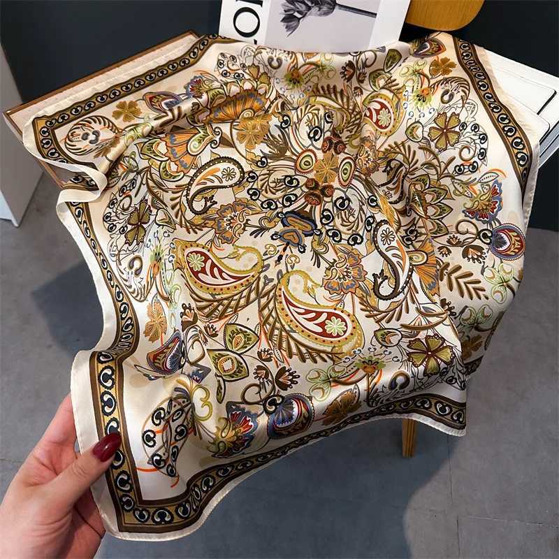 Scarf For Wen SpringSummer Imitation Silk Square Scarf for Wen Decoration Band Print Neckerchief Luxury band Hijab Y251024