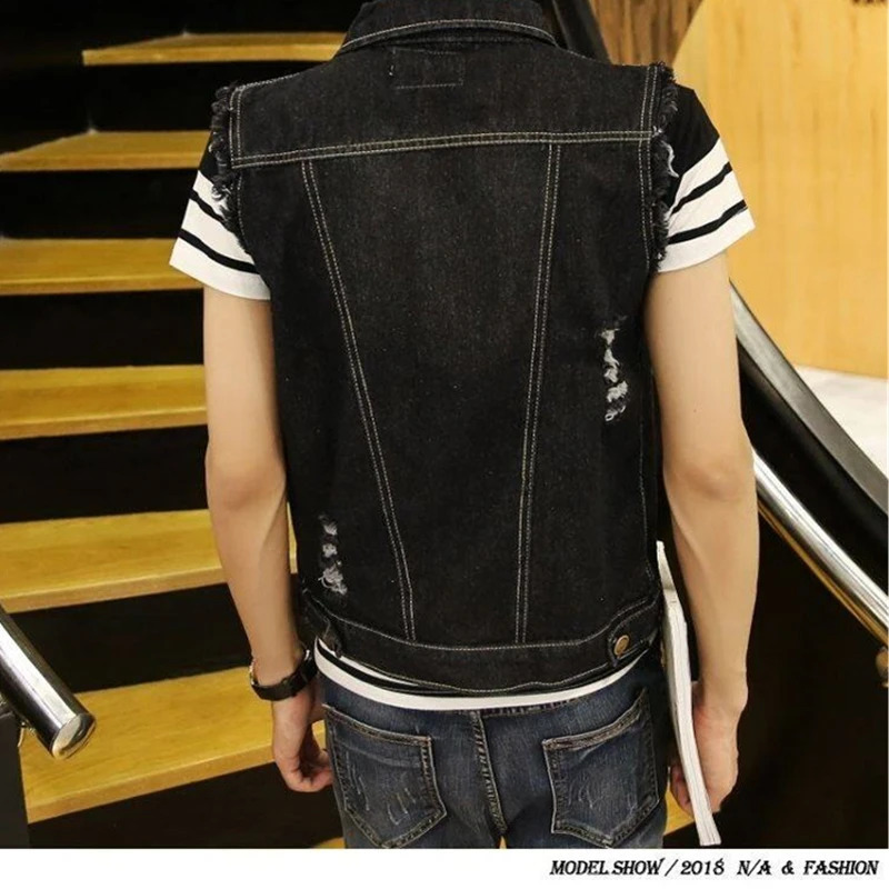 Spring and summer denim vest mens slimming threecolor leisure jacket 251017