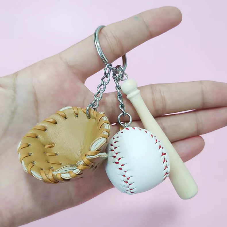Creative Baseball Keychain Bag Charm Baseball 3-Piece Gift Set Fashionable Couple Small Gift Pendant Accessory 2025