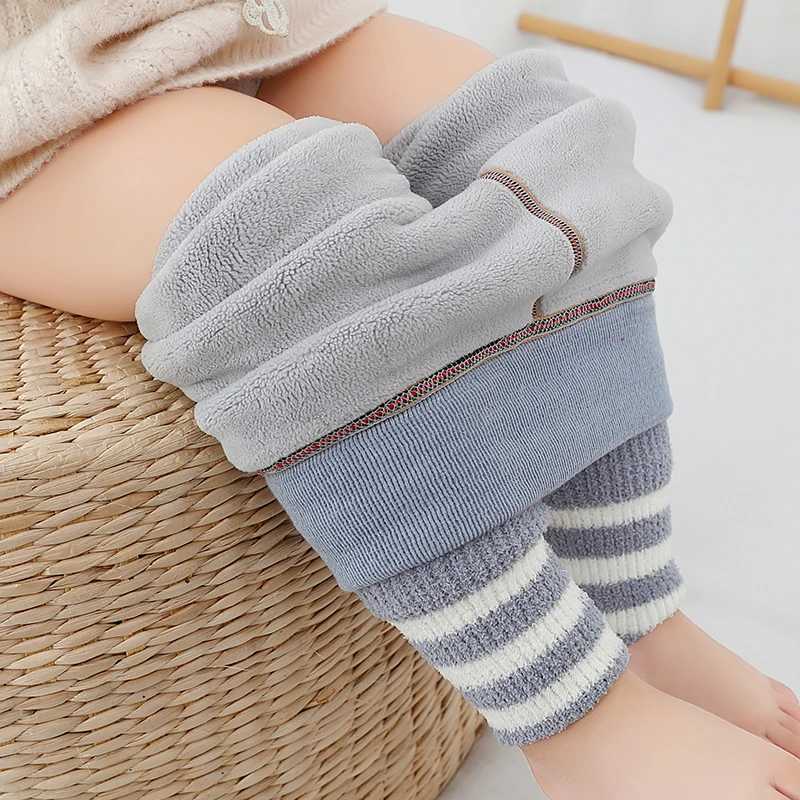 Toddler Winter Tights Children Girls Boy Thermal Velvet Thick Pants Kids Warm Cute Coral Fleece Stripe Leggings Baby AccessoriesT251024