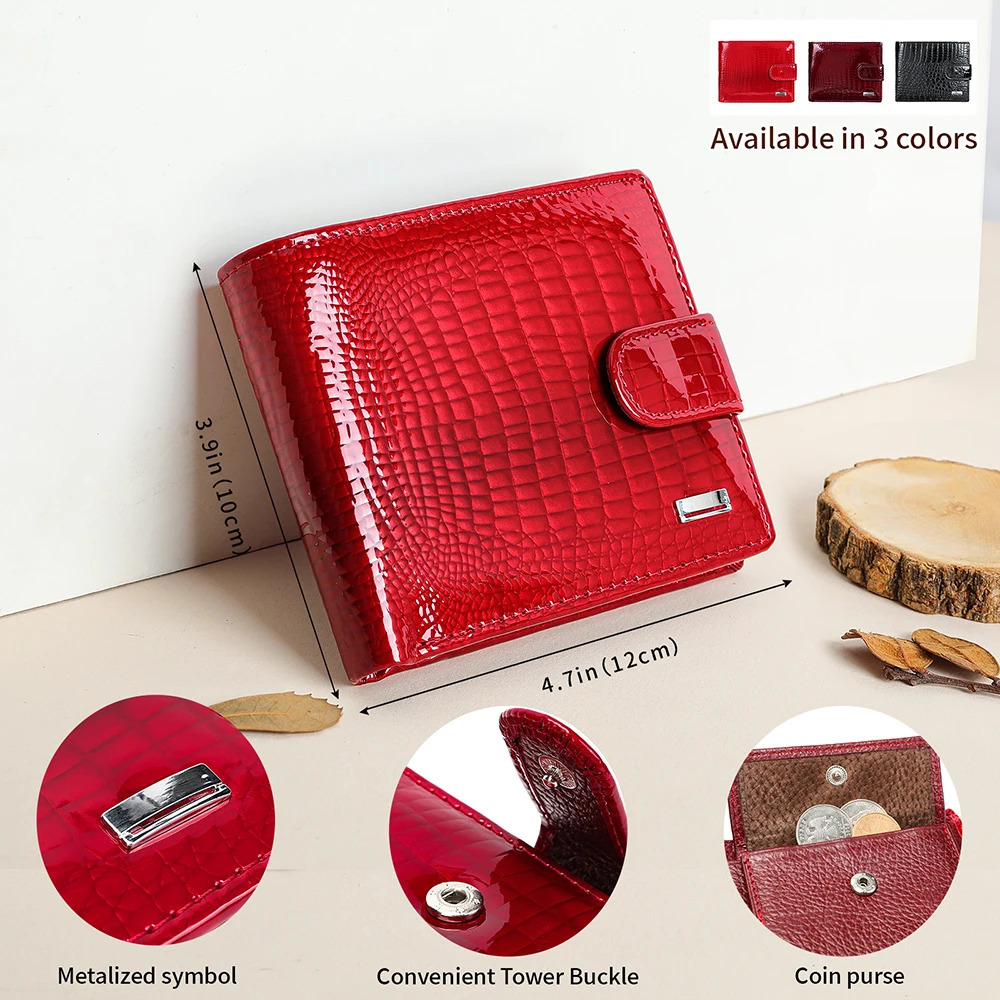 WESTAL Leather Wallet Short Fashion Large Capacity Patent MultiFunctional TwoFold Womens 251014