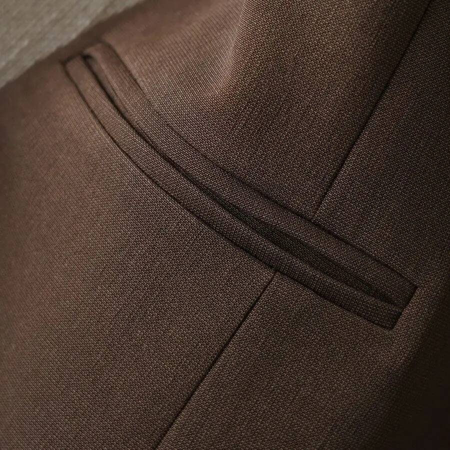 Brown Suit Vest for Women Spring and Autum Short Single-Breasted Slim Workplace Elegant Sleeveless Top Jacket dongdumaoyi