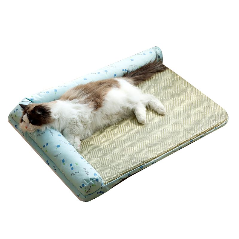 Blue Rattan Weave Mat Cat Bed & Pad, it is comfortable and scratch-resistant, also suitable as a dog bed. Product range: small/medium cat beds.