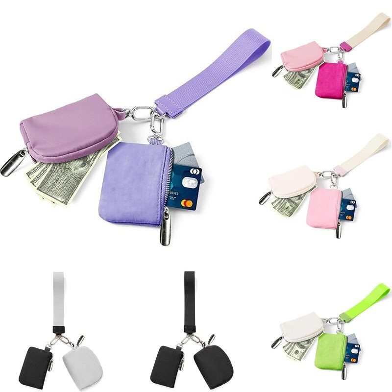 Yoga Bags 20 Colours Bag Dual Pouch Mini Zip Around Wristlet Portable Keychain Wallet Coin Purse Pocket