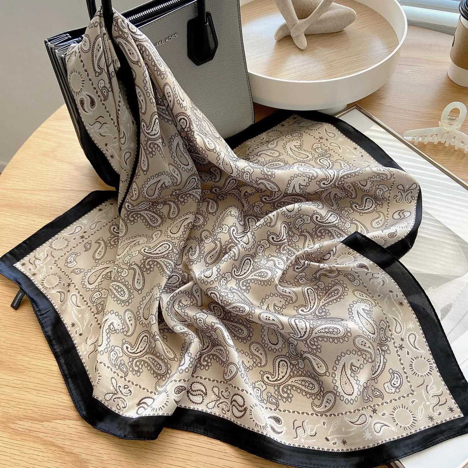 Luxury Design Paisley Print Small Square Scarf Simated Silk Thin Neck Scarf Mature Style Sunscreen scarf For Wen Y251024