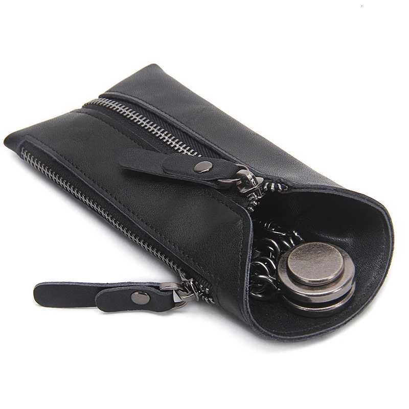 CONTACTS 100 Genuine Leather Key Wallet Men Car Key Holder Zipper Keys Case Top Quality Male Man Housekeeper Keys Organizer Z251023
