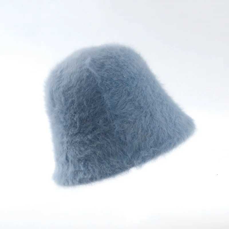 Rabbit Fur Bucket Hat Winter Thermal Thickened Fleece Lined Japanese Style Fisherman Bowl Hat for Women Fashion Warm OutdoorL251024